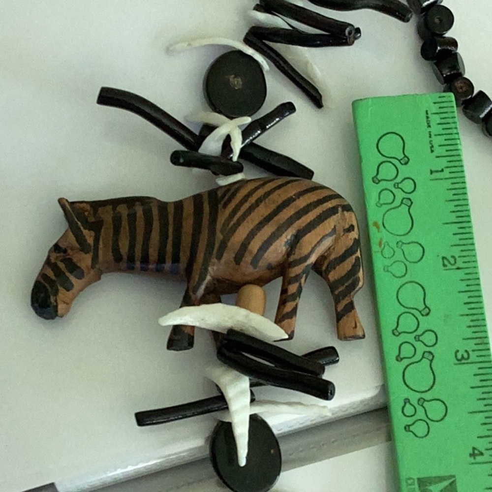 π¦ VINTAGE ZEBRA NECKLACE KENYA AFRICA HAND CRAFTED π¦ 27β - Picture 5 of 15